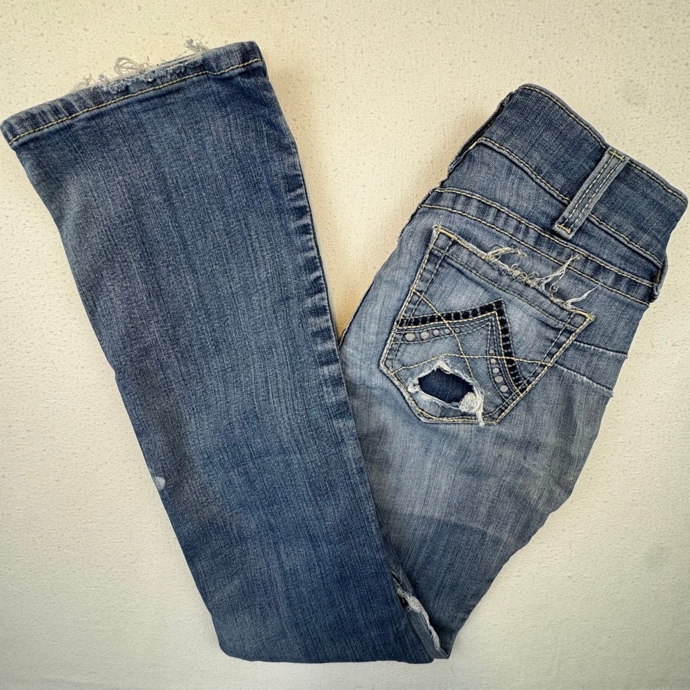 Ariat Jeans Women 28L Blue REAL Denim Bootcut Distressed Western Low Mid Rise
